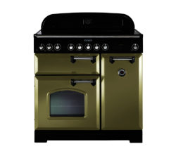 RANGEMASTER  Classic Deluxe 90 Electric Ceramic Range Cooker - Olive Green & Chrome